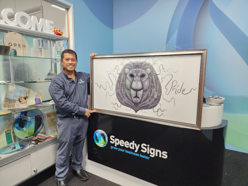 Speedy Signs printed March Pride Galley art